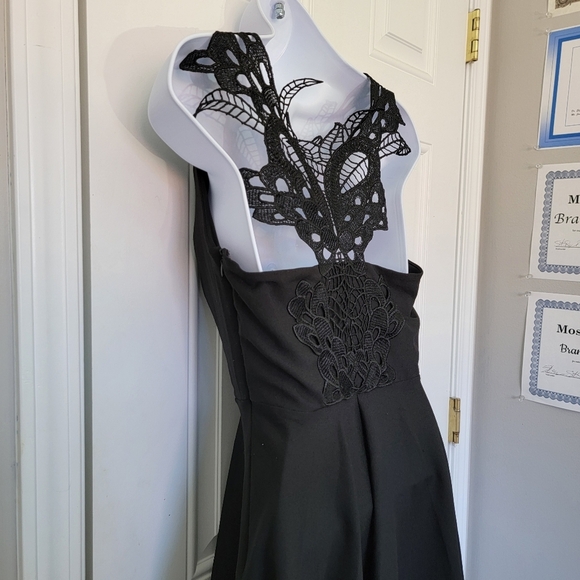 Altar'd State Black Crochet Cutout Butterfly Back A Line Short Dress Size M - Picture 9 of 13